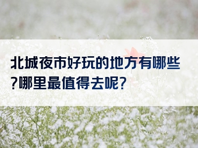 北城夜市好玩的地方有哪些？哪里最值得去呢？