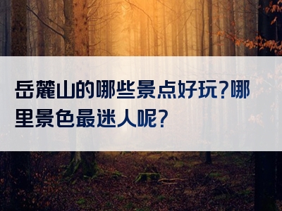 岳麓山的哪些景点好玩？哪里景色最迷人呢？